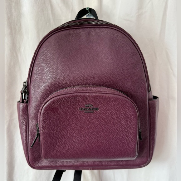 EUC Coach Court Backpack Pebbled Purple Leather 5666 EUC & Roomy! Hangtag & Card - Picture 1 of 12